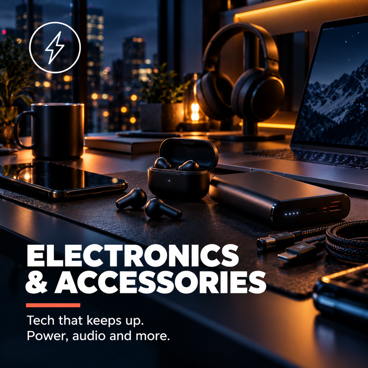 Electronics & Accessories - gadgets on a dark desk