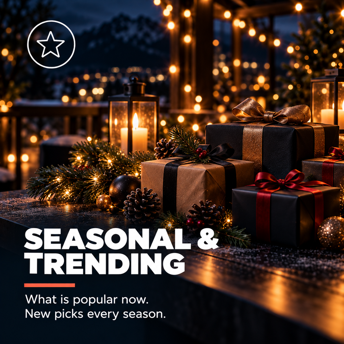 Seasonal & Trending - festive lights and gifts