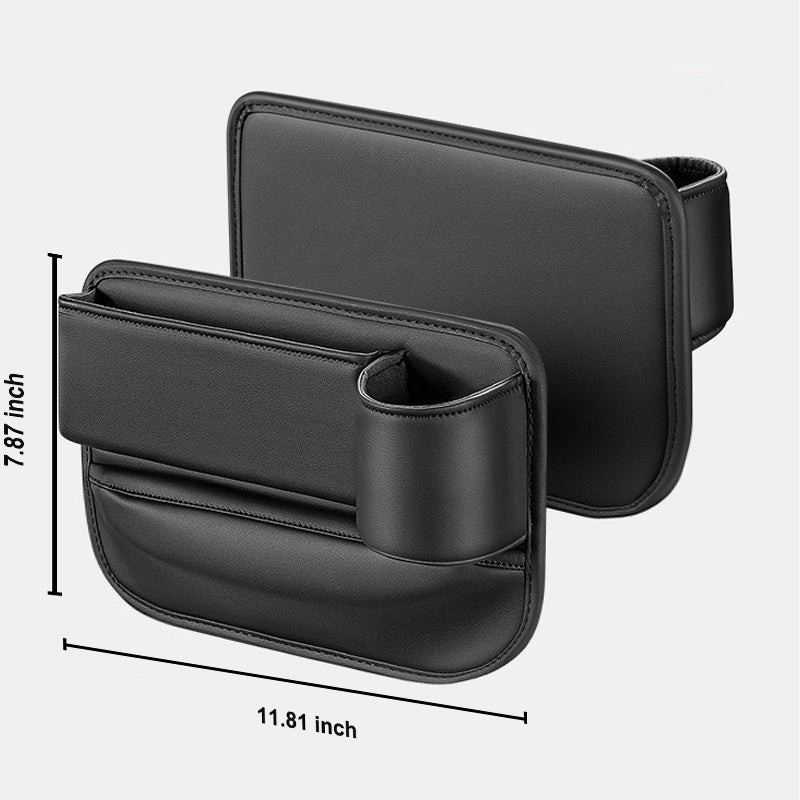 Car seat gap organizer with cup holder