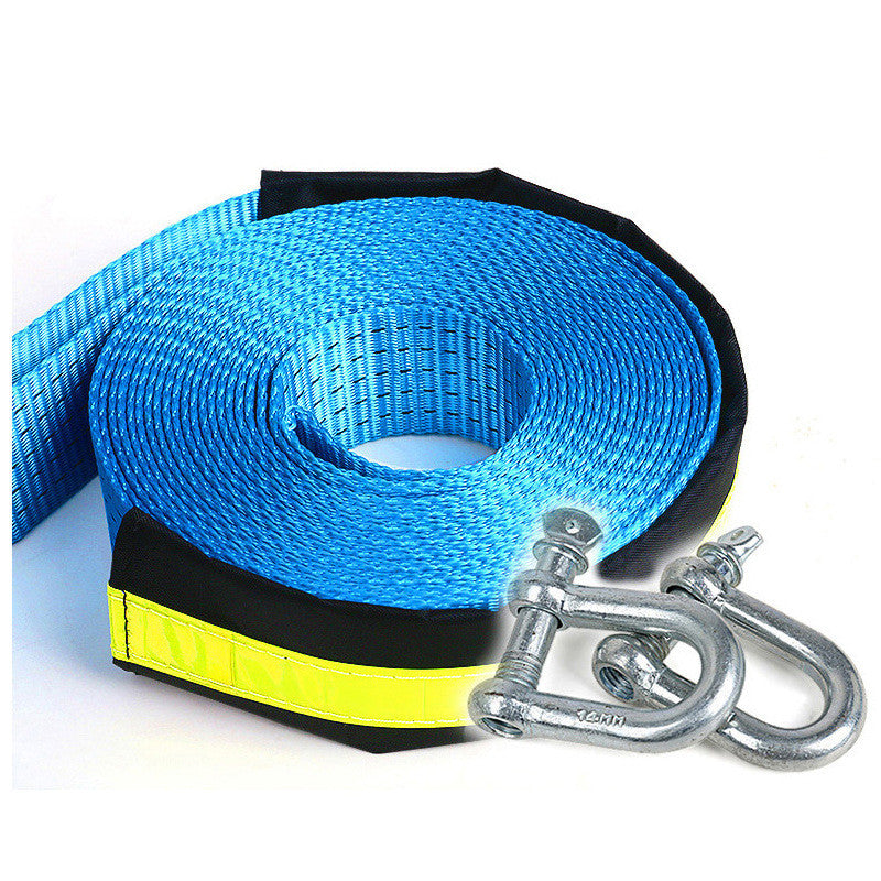 Car tow strap with hooks