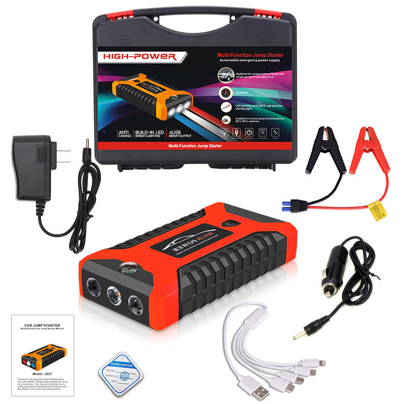 Car jump starter power bank with clamps