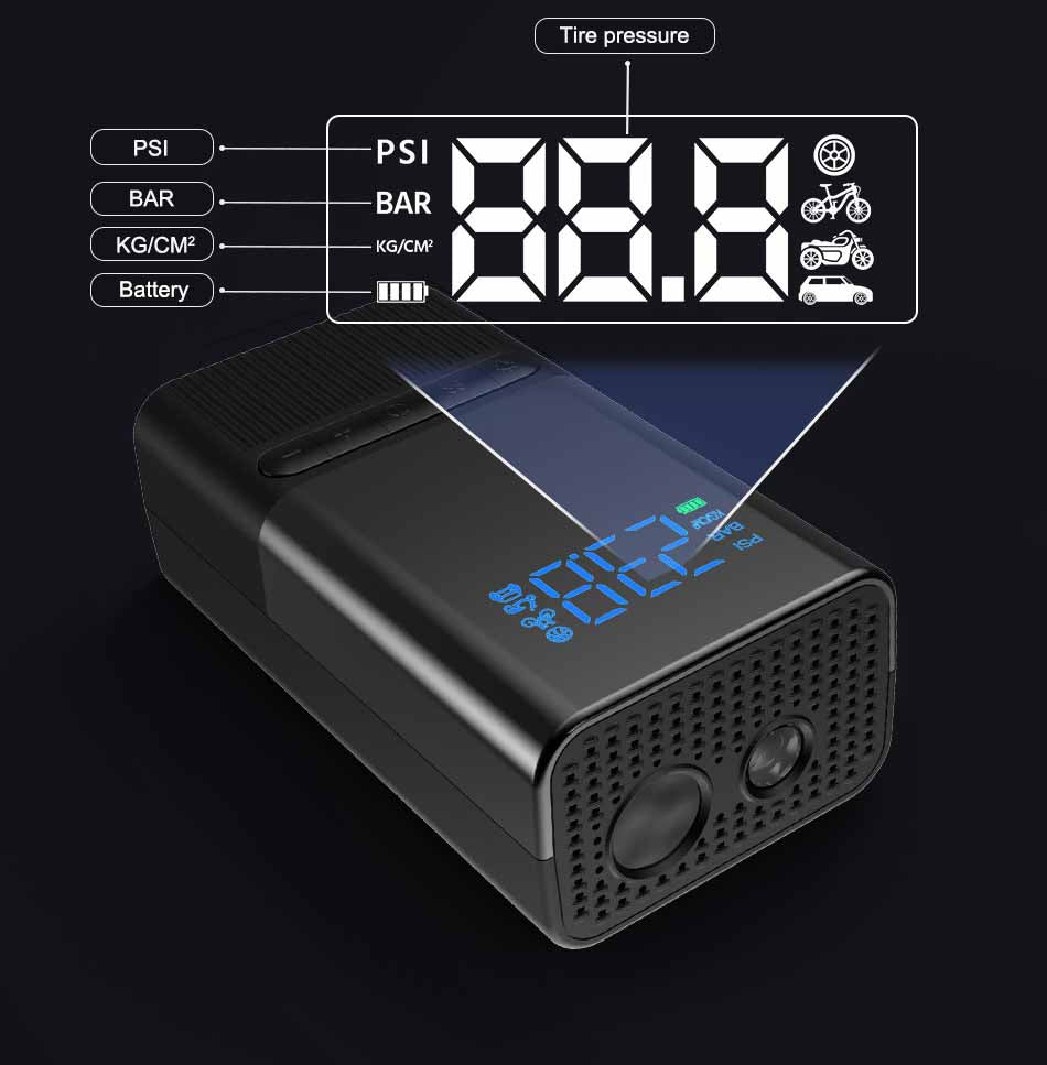 Digital pressure display of the tire inflator