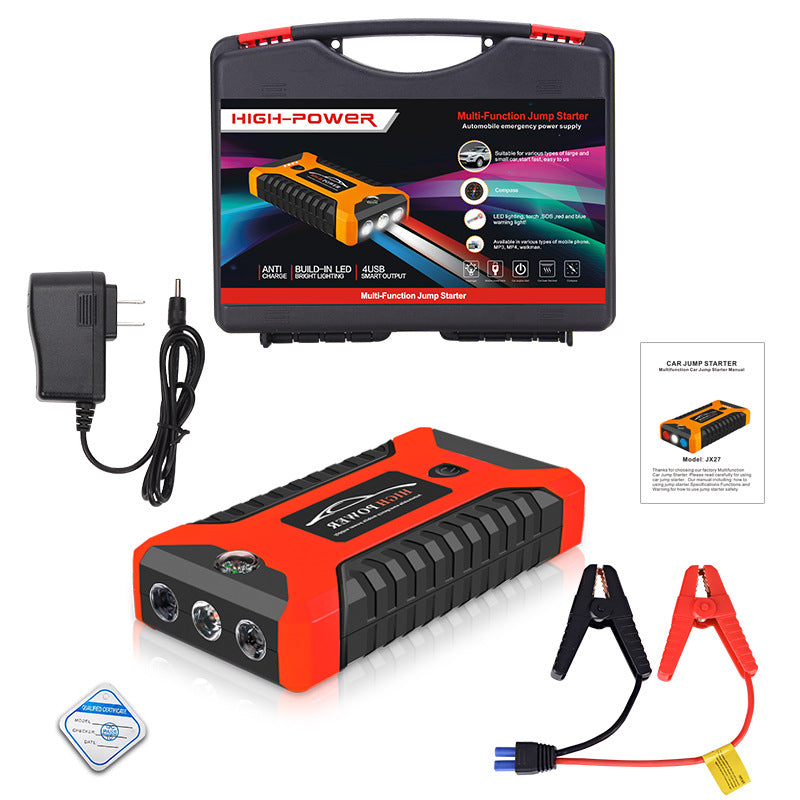 Car jump starter power bank with clamps